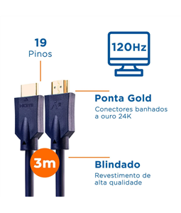 Cabo Hdmi 2.1 8k Hdtv 3m Blindado PS5 Xbox Notebook Projetor Aqu�rio