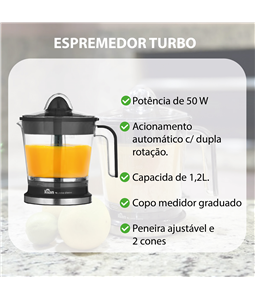 Espremedor de Frutas El�trico Turbo 1,2L Preto 220v Kian