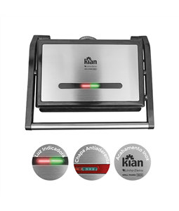 Grill Prensador Sanduicheira Carnes Lanches 127V Preto Kian