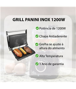 Grill Prensador Sanduicheira Carnes Lanches 127V Preto Kian