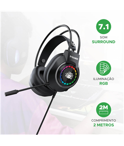Headset Fone Gamer c/ Microfone Led Rgb X5-2000 5+ Usb 7.1