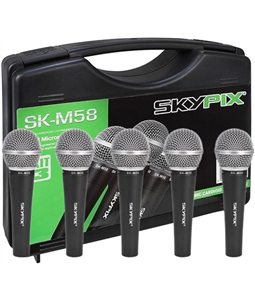 Kit 5 Microfones SK-M58 c/ Case Din�mico Profissional Skypix