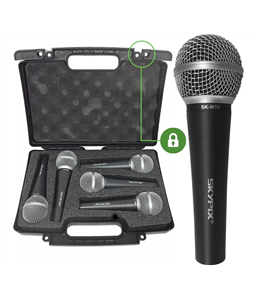Kit 5 Microfones SK-M58 c/ Case Din�mico Profissional Skypix