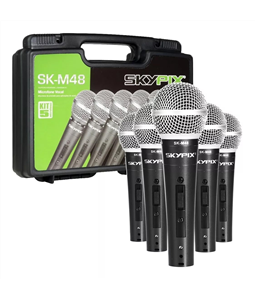 Kit Microfone c/5 Maleta SK-M48 Skypix Din�mico Profissional