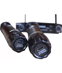 Microfone Duplo S/Fio Mm-320 Sf Uhf Recarreg�vel SoundVoice