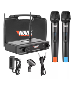Microfone Duplo S/ Fio Novik Unk330 UHF Bivolt Case Cachimbo