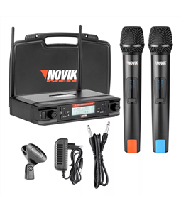 Microfone Duplo S/ Fio Novik Unk660 UHF Bivolt Case Cachimbo