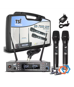 Microfone S/ Fio BR7000 Uhf Digital Duplo 300 canais Tsi Din�mico