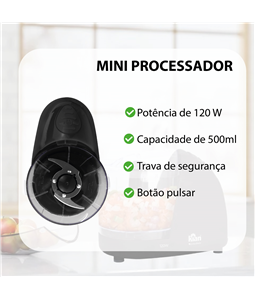 Processador Alimentos Mini 220V Tritura Pica Preto Kian
