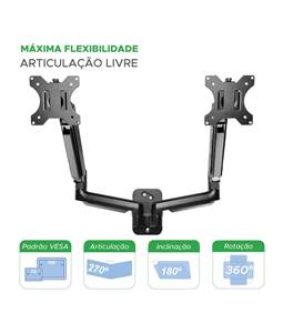 Suporte Articulado c/ Pist�o a G�s 2 Monitores de 10 � 35 Polegadas PX-F250P Pix